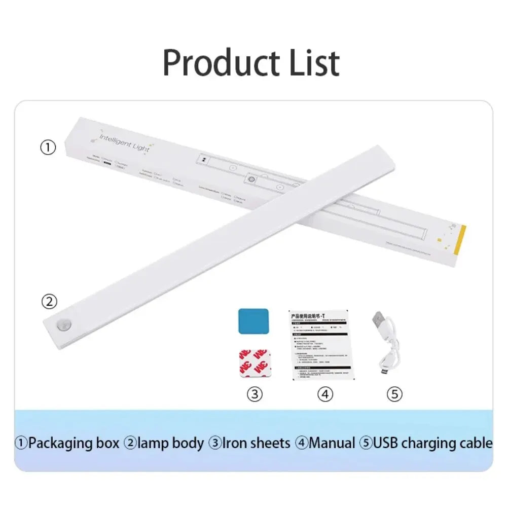 LUMOTECH™ Ultra-Thin Motion Sensor Cabinet Light – USB Rechargeable Wireless LED Under Cabinet Light for Kitchen, Bedroom, Closet, Wardrobe, Indoor Night Lighting