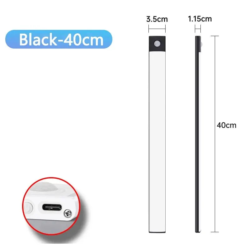 LUMOTECH™ Ultra-Thin Motion Sensor Cabinet Light – USB Rechargeable Wireless LED Under Cabinet Light for Kitchen, Bedroom, Closet, Wardrobe, Indoor Night Lighting