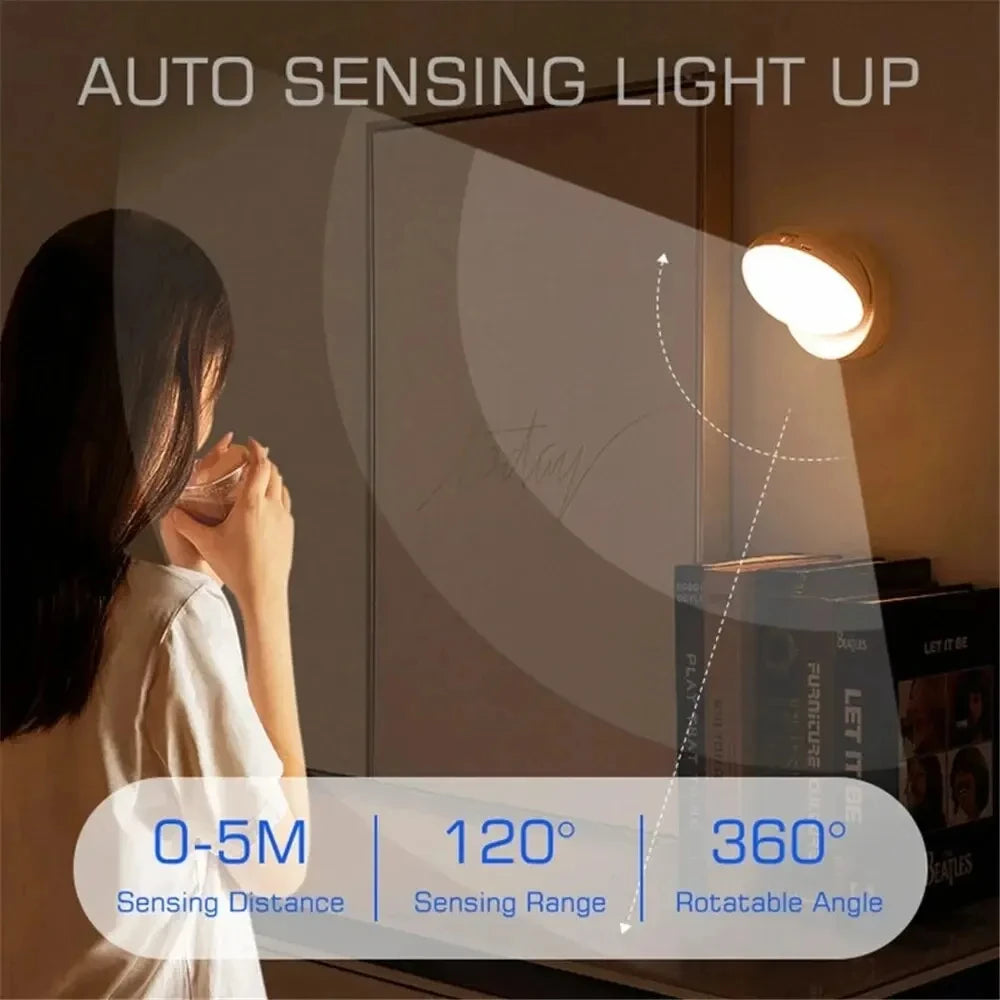 LUMOTECH™ USB Rechargeable Motion Sensor LED Night Light – Smart Human Induction Lamp for Bedside, Cabinet, Closet, Wardrobe, Indoor Home Lighting