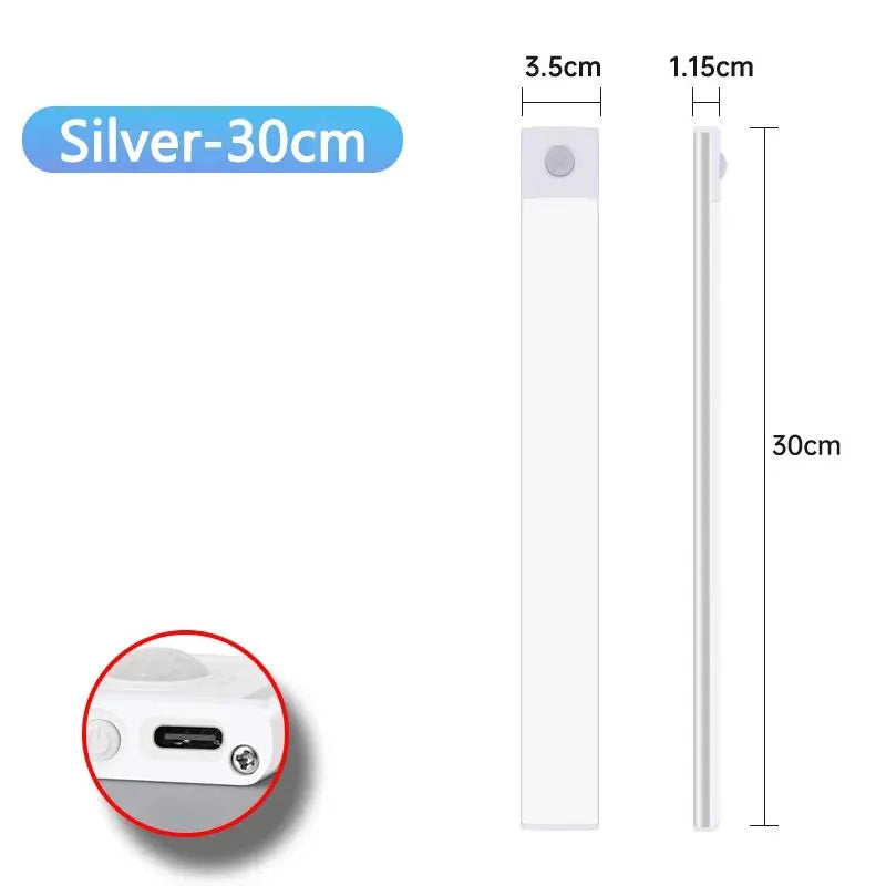 LUMOTECH™ Ultra-Thin Motion Sensor Cabinet Light – USB Rechargeable Wireless LED Under Cabinet Light for Kitchen, Bedroom, Closet, Wardrobe, Indoor Night Lighting