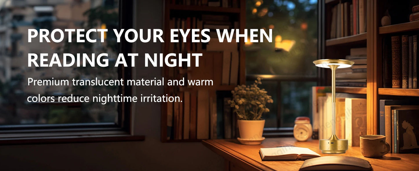 LUMOTECH™ LED Touch Sensor Table Lamp – USB Rechargeable Wireless Night Light for Bedroom, Reading, Desk, Hotel, Restaurant, Bar Decor