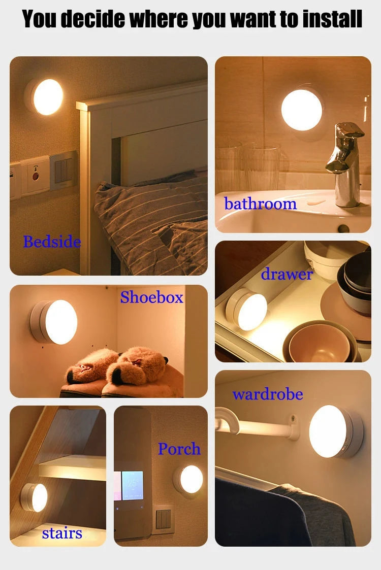 LUMOTECH™ USB Rechargeable Motion Sensor LED Night Light – Smart Human Induction Lamp for Bedside, Cabinet, Closet, Wardrobe, Indoor Home Lighting
