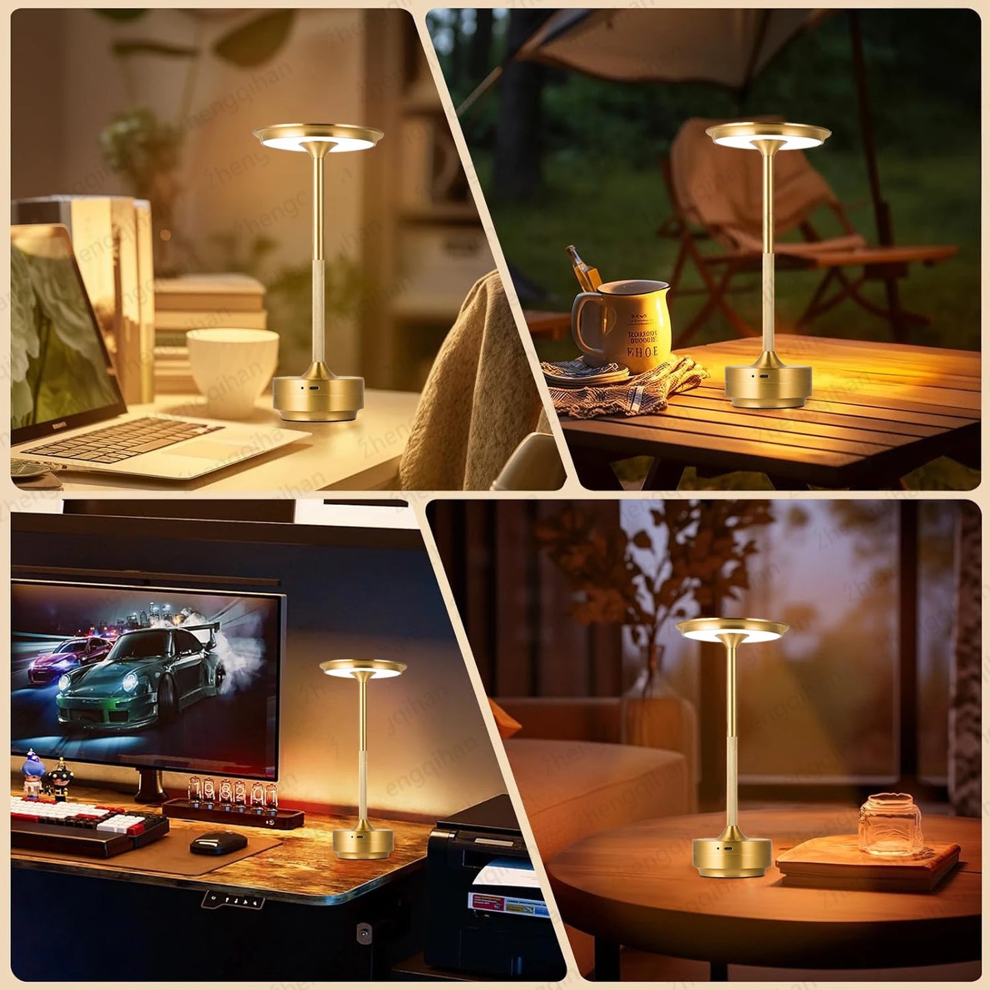 LUMOTECH™ LED Touch Sensor Table Lamp – USB Rechargeable Wireless Night Light for Bedroom, Reading, Desk, Hotel, Restaurant, Bar Decor
