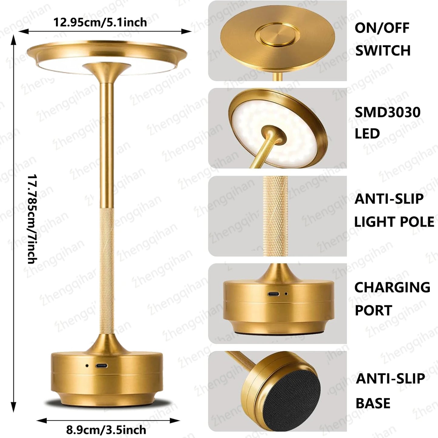 LUMOTECH™ LED Touch Sensor Table Lamp – USB Rechargeable Wireless Night Light for Bedroom, Reading, Desk, Hotel, Restaurant, Bar Decor