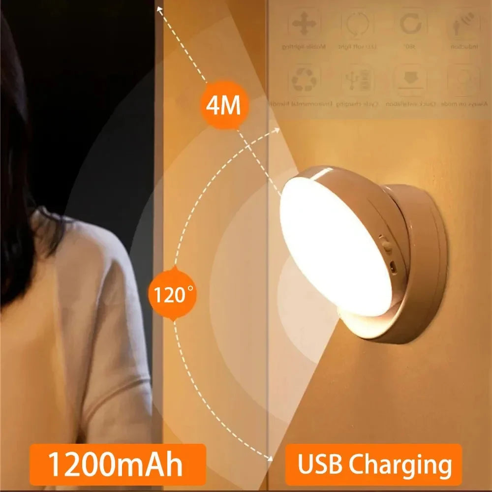 LUMOTECH™ USB Rechargeable Motion Sensor LED Night Light – Smart Human Induction Lamp for Bedside, Cabinet, Closet, Wardrobe, Indoor Home Lighting