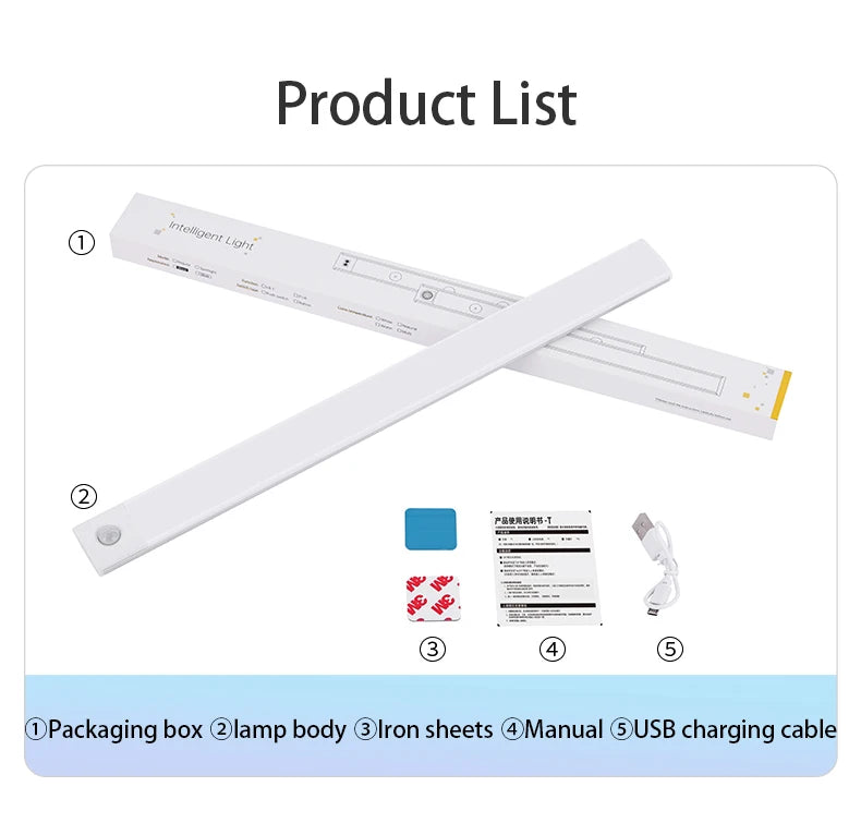 LUMOTECH™ Ultra-Thin Motion Sensor Cabinet Light – USB Rechargeable Wireless LED Under Cabinet Light for Kitchen, Bedroom, Closet, Wardrobe, Indoor Night Lighting