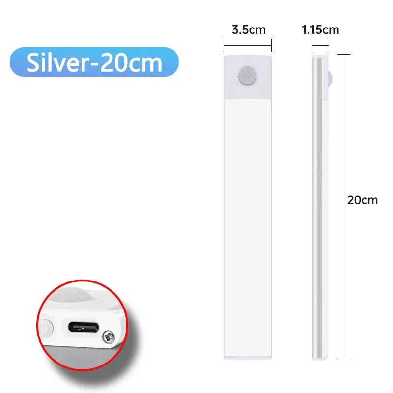 LUMOTECH™ Ultra-Thin Motion Sensor Cabinet Light – USB Rechargeable Wireless LED Under Cabinet Light for Kitchen, Bedroom, Closet, Wardrobe, Indoor Night Lighting