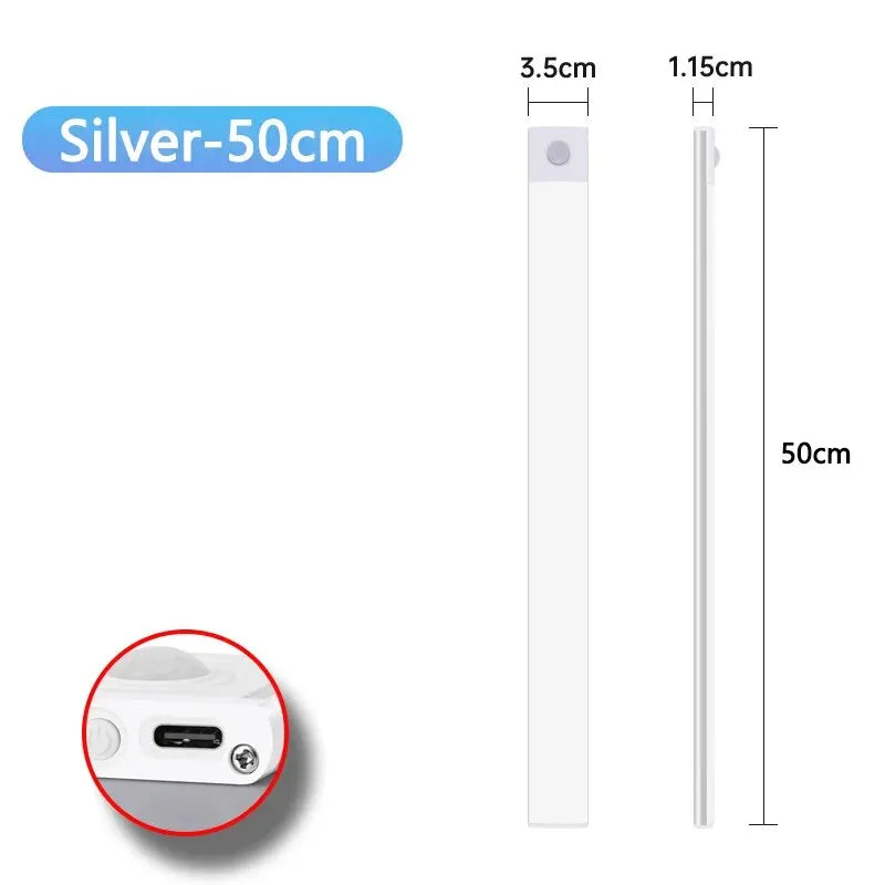 LUMOTECH™ Ultra-Thin Motion Sensor Cabinet Light – USB Rechargeable Wireless LED Under Cabinet Light for Kitchen, Bedroom, Closet, Wardrobe, Indoor Night Lighting