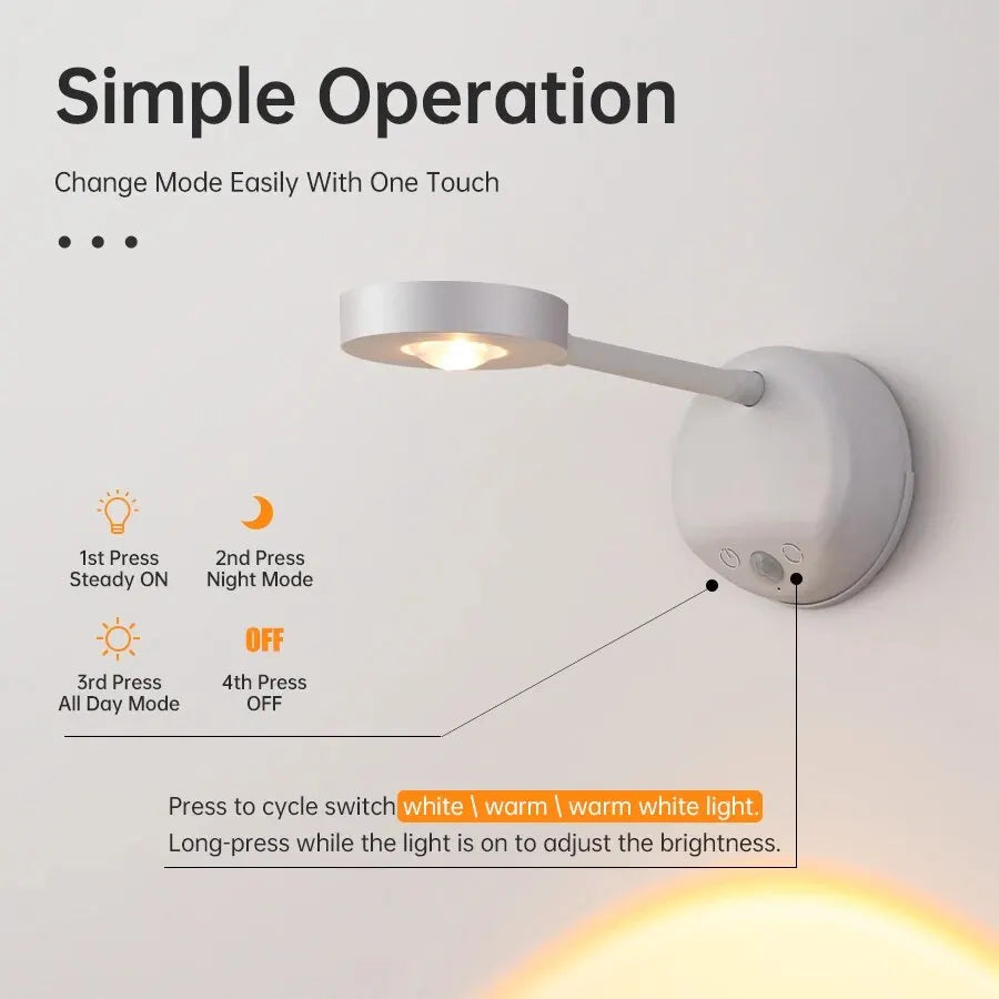 LUMOTECH™ Motion Sensor Night Light - Wireless USB Rechargeable LED Light for Bedroom, Kitchen, Hallway, Closet | Indoor Safety Lighting