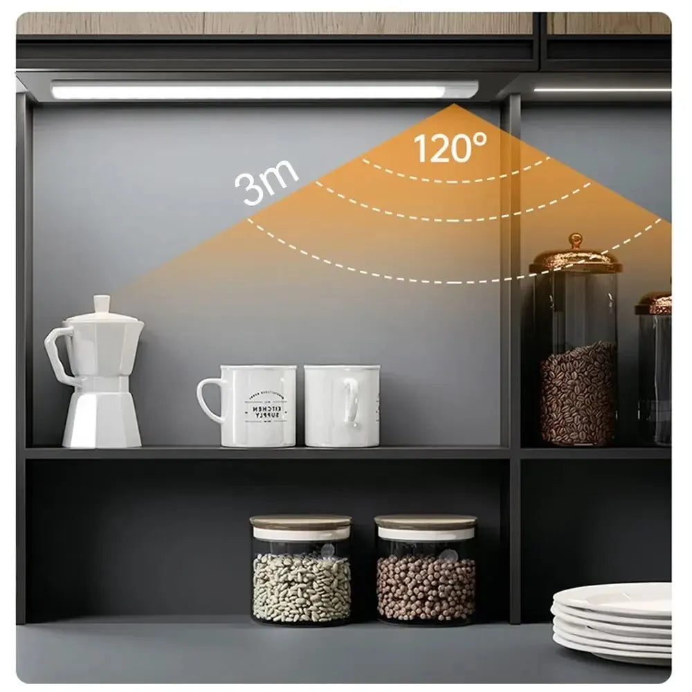 LUMOTECH™ Ultra-Thin Motion Sensor Cabinet Light – USB Rechargeable Wireless LED Under Cabinet Light for Kitchen, Bedroom, Closet, Wardrobe, Indoor Night Lighting