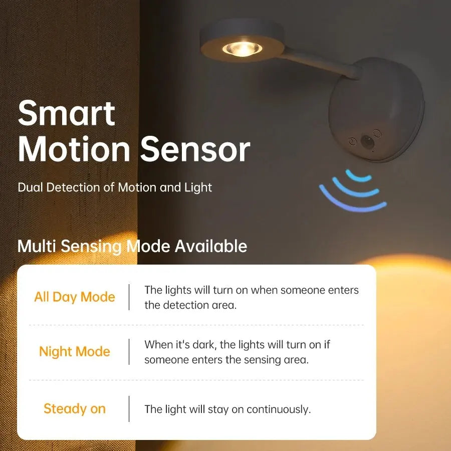 LUMOTECH™ Motion Sensor Night Light - Wireless USB Rechargeable LED Light for Bedroom, Kitchen, Hallway, Closet | Indoor Safety Lighting