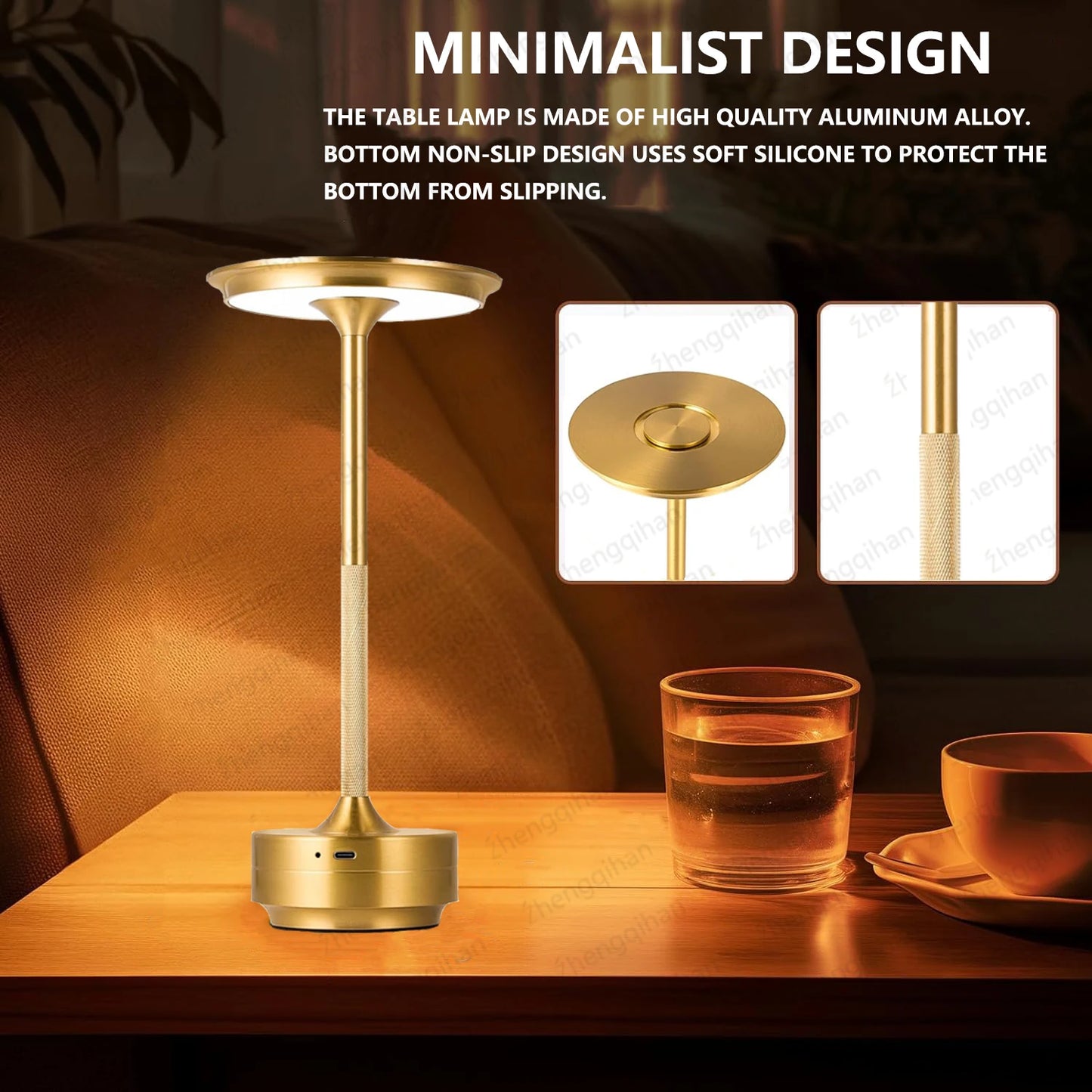 LUMOTECH™ LED Touch Sensor Table Lamp – USB Rechargeable Wireless Night Light for Bedroom, Reading, Desk, Hotel, Restaurant, Bar Decor
