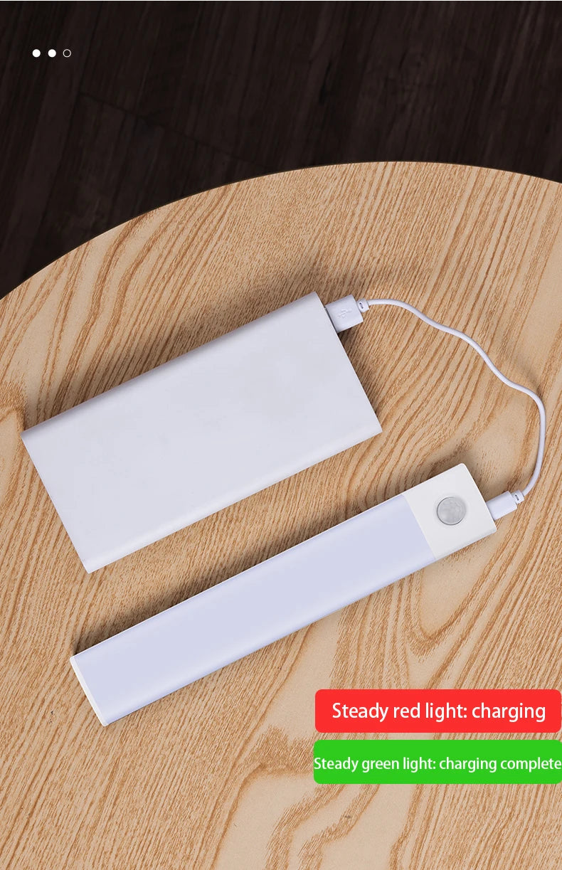 LUMOTECH™ Ultra-Thin Motion Sensor Cabinet Light – USB Rechargeable Wireless LED Under Cabinet Light for Kitchen, Bedroom, Closet, Wardrobe, Indoor Night Lighting
