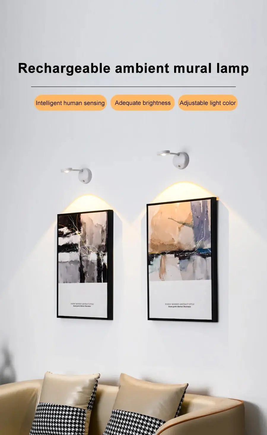 LUMOTECH™ Motion Sensor Night Light - Wireless USB Rechargeable LED Light for Bedroom, Kitchen, Hallway, Closet | Indoor Safety Lighting