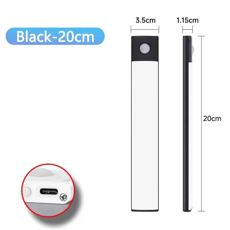 LUMOTECH™ Ultra-Thin Motion Sensor Cabinet Light – USB Rechargeable Wireless LED Under Cabinet Light for Kitchen, Bedroom, Closet, Wardrobe, Indoor Night Lighting
