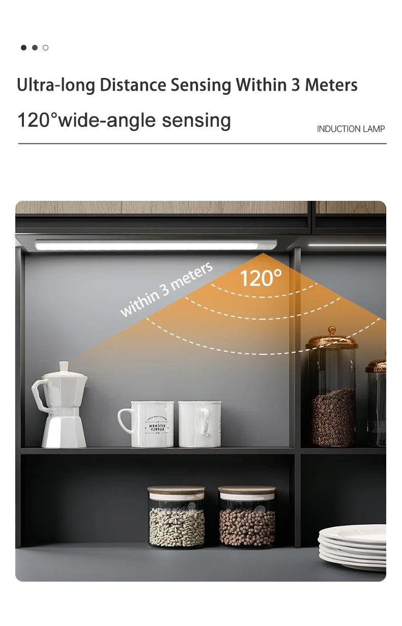 LUMOTECH™ Ultra-Thin Motion Sensor Cabinet Light – USB Rechargeable Wireless LED Under Cabinet Light for Kitchen, Bedroom, Closet, Wardrobe, Indoor Night Lighting
