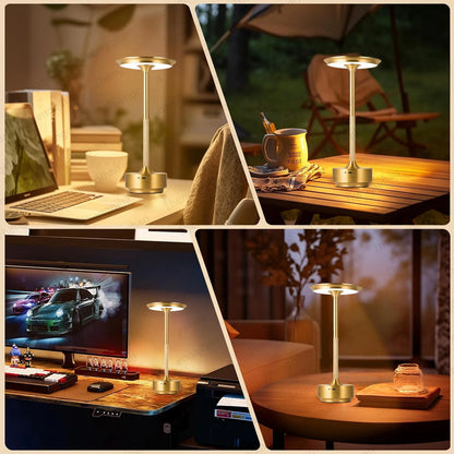 LUMOTECH™ LED Touch Sensor Table Lamp – USB Rechargeable Wireless Night Light for Bedroom, Reading, Desk, Hotel, Restaurant, Bar Decor