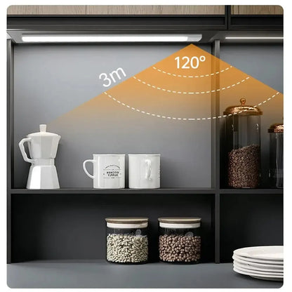 LUMOTECH™ Ultra-Thin Motion Sensor Cabinet Light – USB Rechargeable Wireless LED Under Cabinet Light for Kitchen, Bedroom, Closet, Wardrobe, Indoor Night Lighting