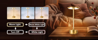 LUMOTECH™ LED Touch Sensor Table Lamp – USB Rechargeable Wireless Night Light for Bedroom, Reading, Desk, Hotel, Restaurant, Bar Decor