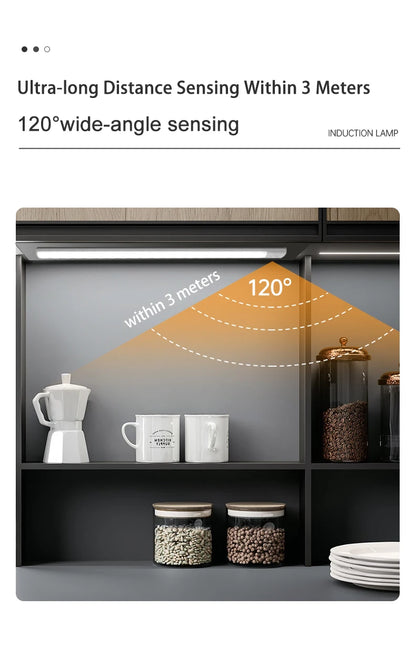 LUMOTECH™ Ultra-Thin Motion Sensor Cabinet Light – USB Rechargeable Wireless LED Under Cabinet Light for Kitchen, Bedroom, Closet, Wardrobe, Indoor Night Lighting